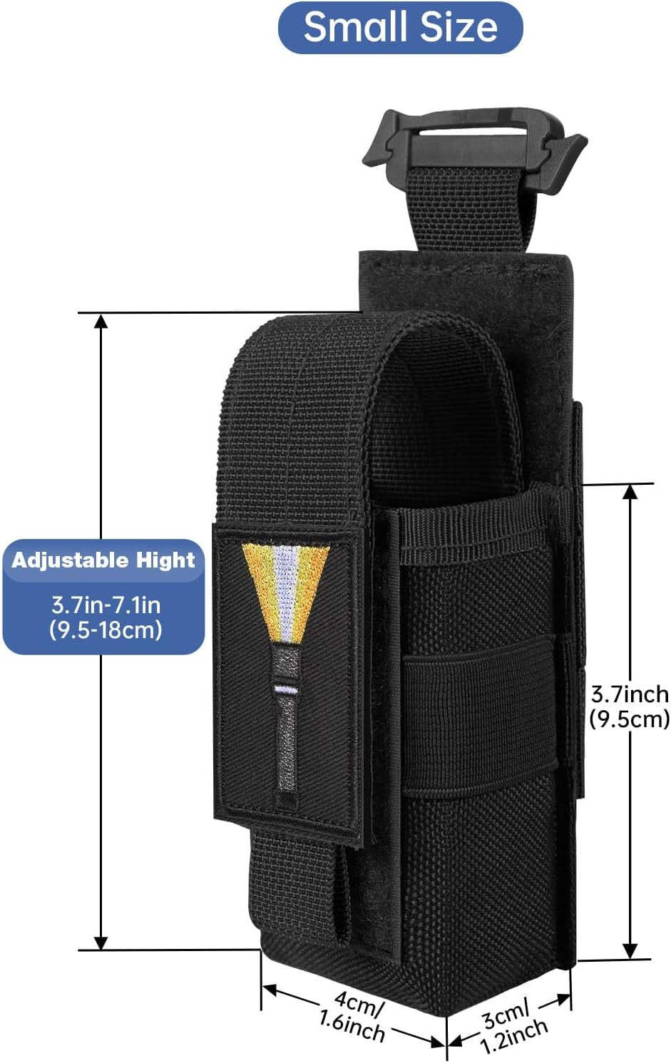 Tactical Flashlight Holster with Molle Clip & Adjustable Pouch