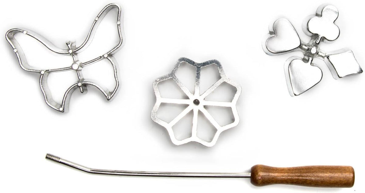 4-Piece Rosette Iron Set for Scandinavian Cookie Baking - Cake & Pastry Tools