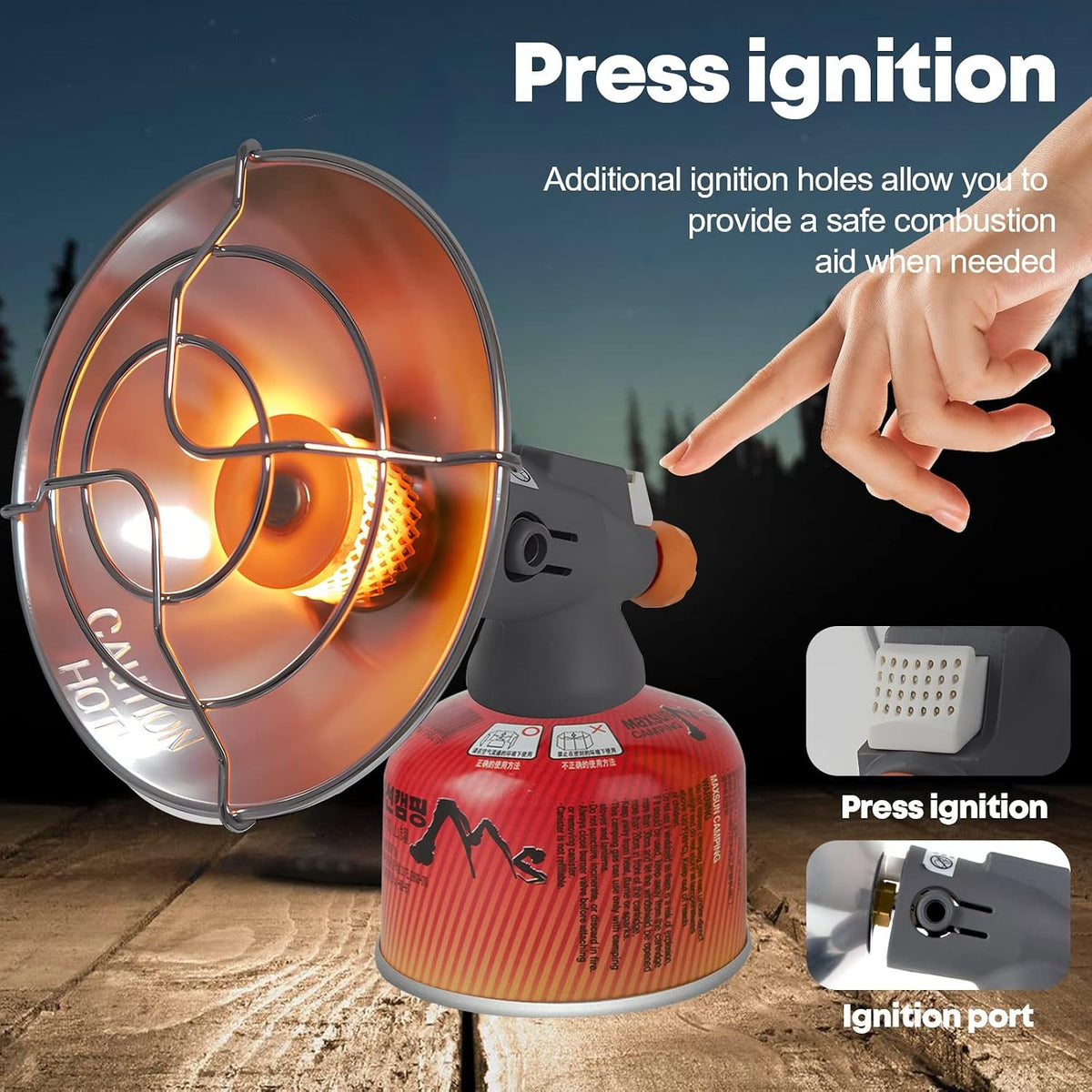 Portable Dual Fuel Propane & Iso-Butane Camping Heater, Self Igniting, 1Lb