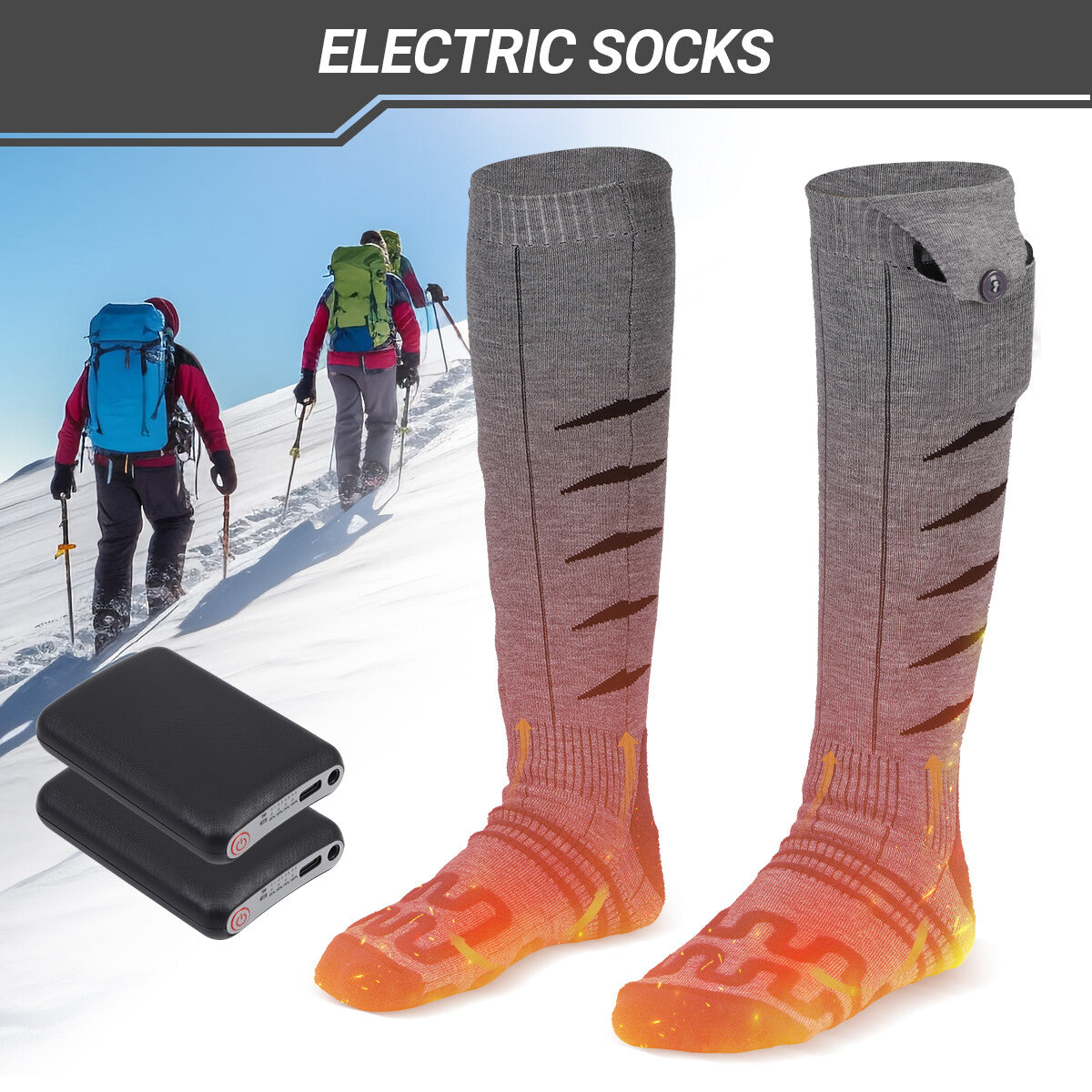 Electric Heated Socks Rechargeable Battery Winter Foot Warmer Men Women
