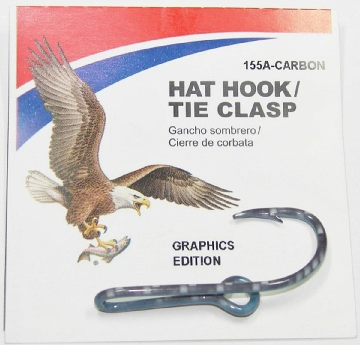Fish Hook Hat Clip - Carbon Fiber Fishing Accessory, Pin or Tie Clip