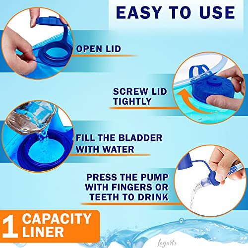 1L Hydration Bladder Backpack for Hiking Camping Water Bottle Reusable