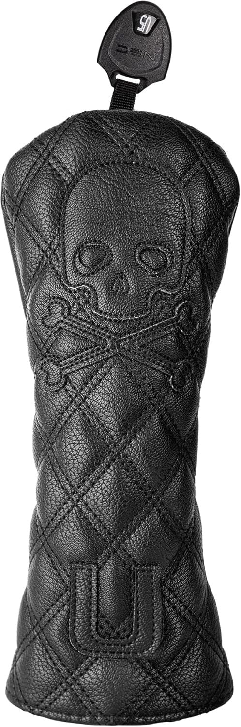 Golf Club Headcover Set with Skull Design - Fits Driver, Fairway, Hybrid, Waterproof Leather
