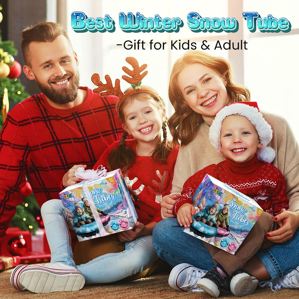 Heavy Duty Inflatable Snow Tubes for Kids and Adults - Winter Sleds