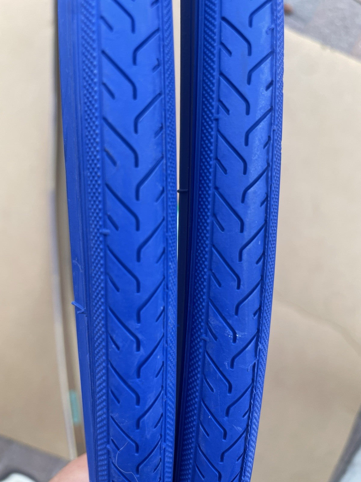700x25c Road Bike Tires and Tubes Set Blue Slick Thread - Duro Quality