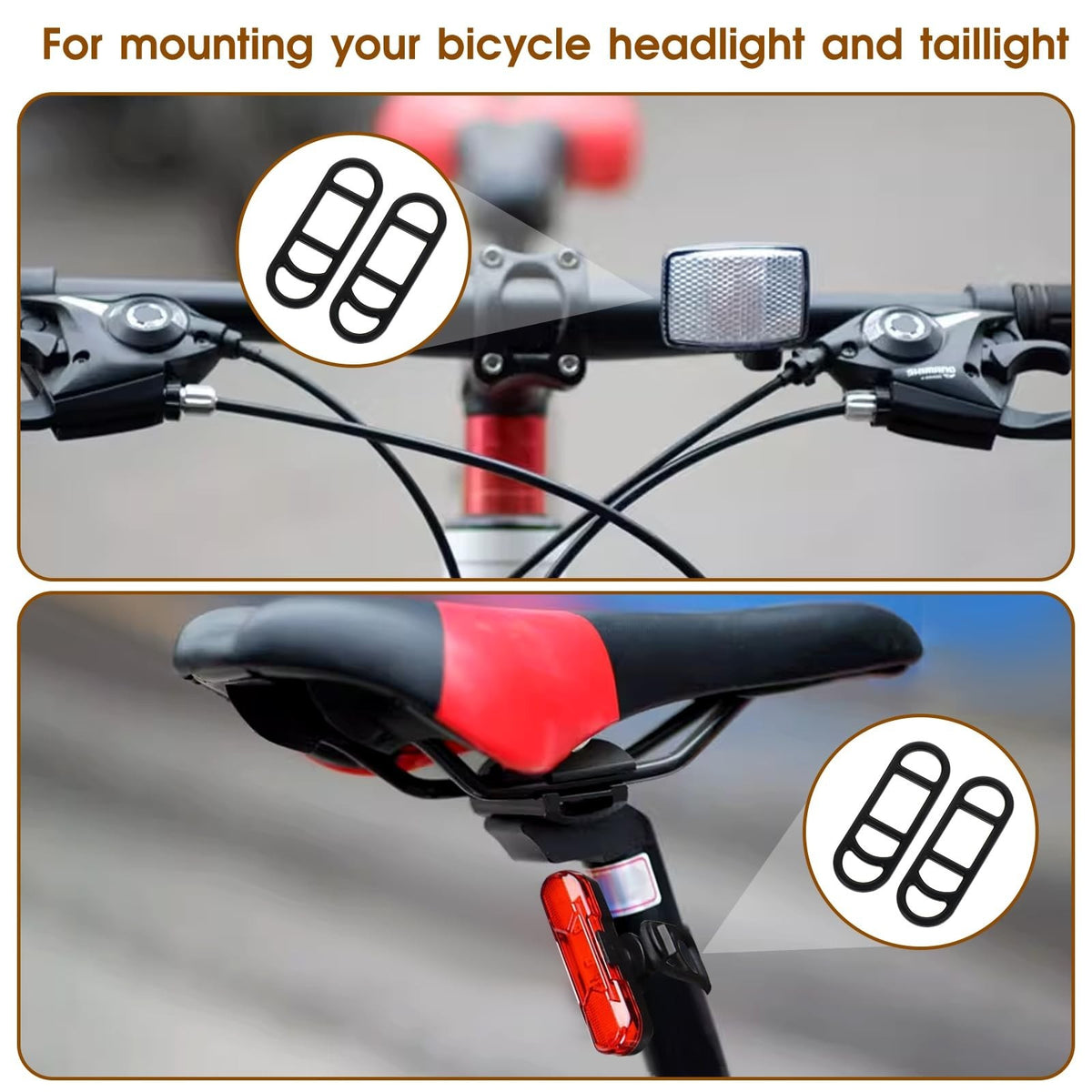 Bike Light Silicone Mount Straps - Replacement Rubber Bands for Bicycle Lights