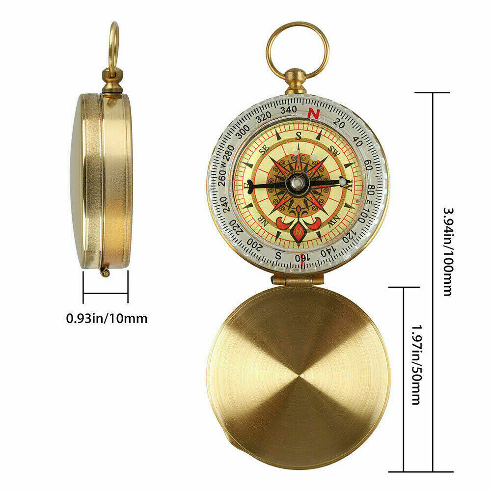 Portable Brass Compass Keychain for Camping Hiking Outdoor Navigation