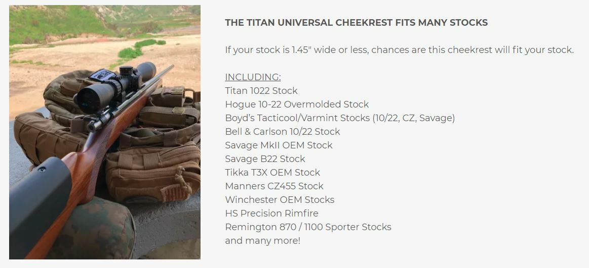 Universal Rifle Cheekrest Kit for Ruger 10/22 & More - Adjustable Polymer