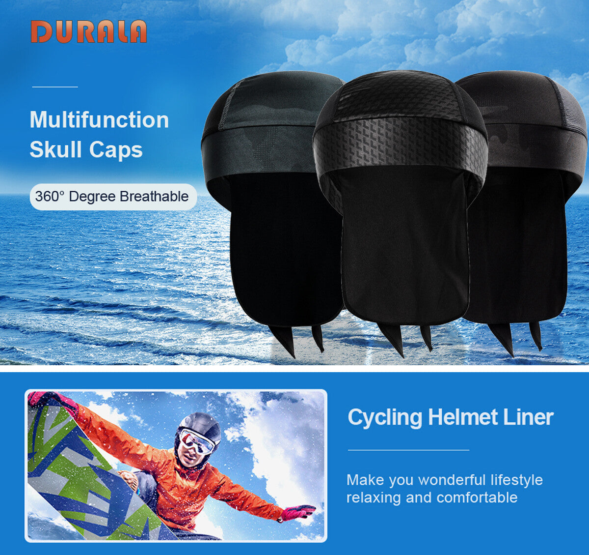 Breathable Skull Cap Do Rags for Men 3-Pack - Moisture-Wicking Headwear