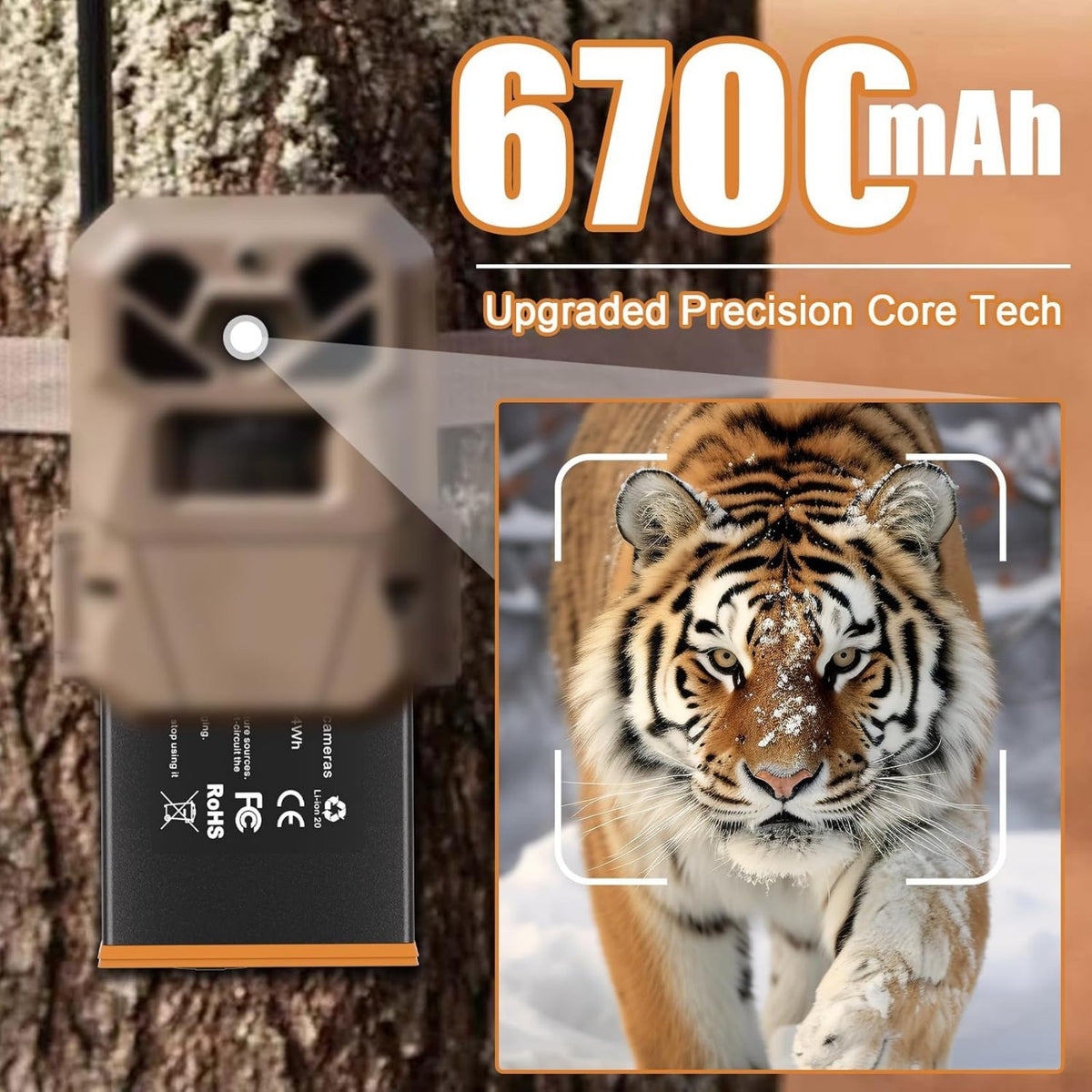 4-Pack 6700mAh Trail Camera Battery & USB Charger for Moultrie Edge 2 Pro
