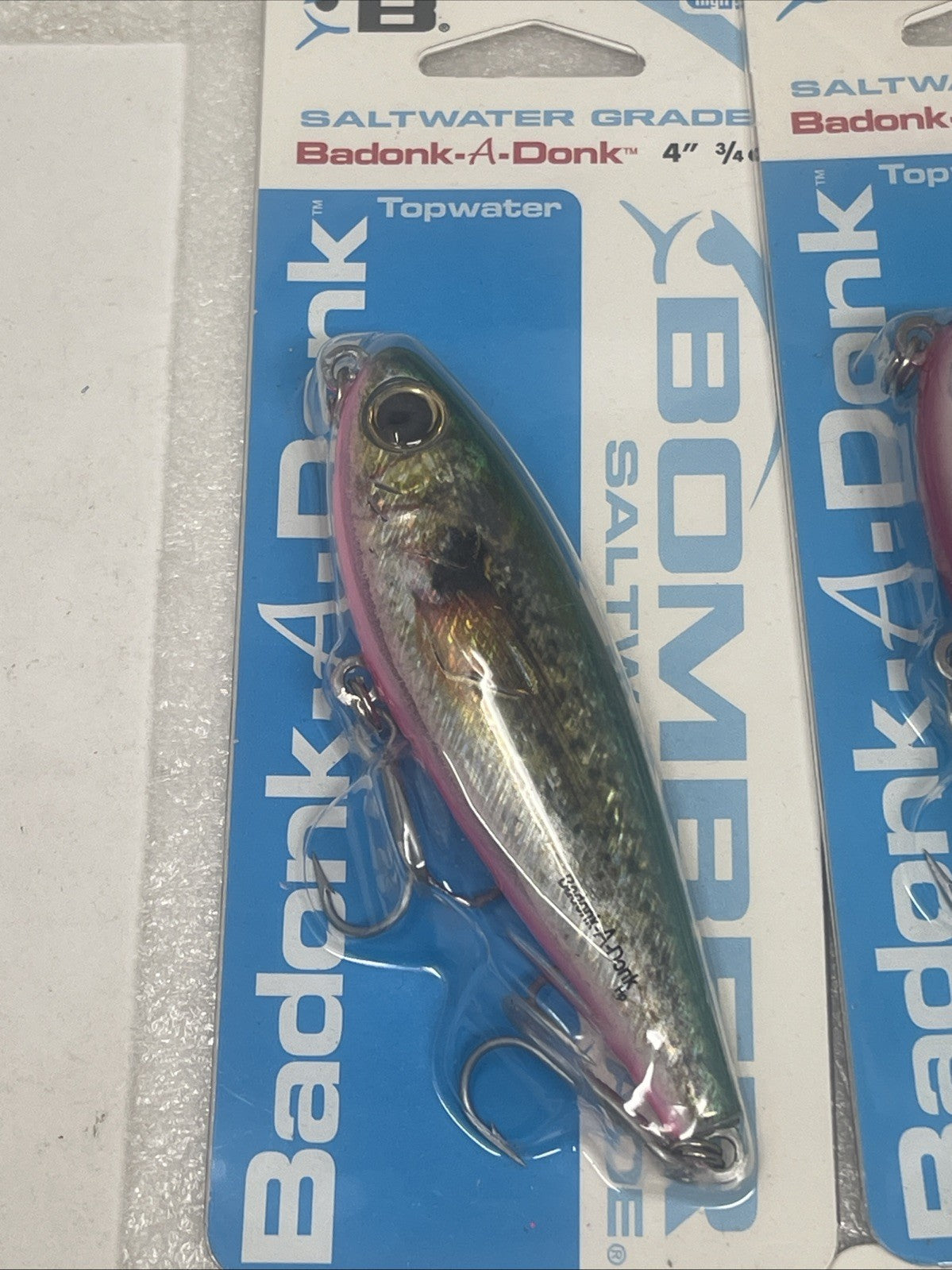 Saltwater Topwater Fishing Lures Lot of 8 - Bomber Badonk-A-Donk Set 3.5 & 4 Inch