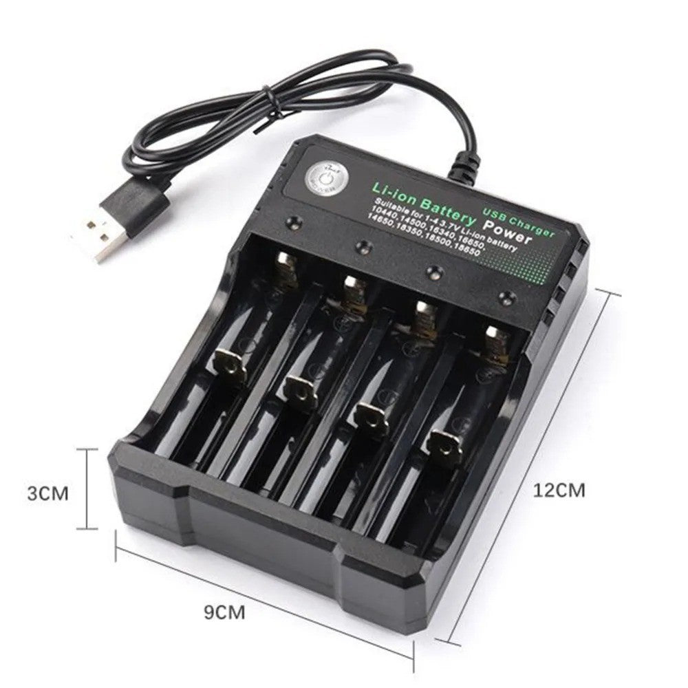 4 Slot Li-ion Battery Charger for 18650 Batteries USB Power Bank Station