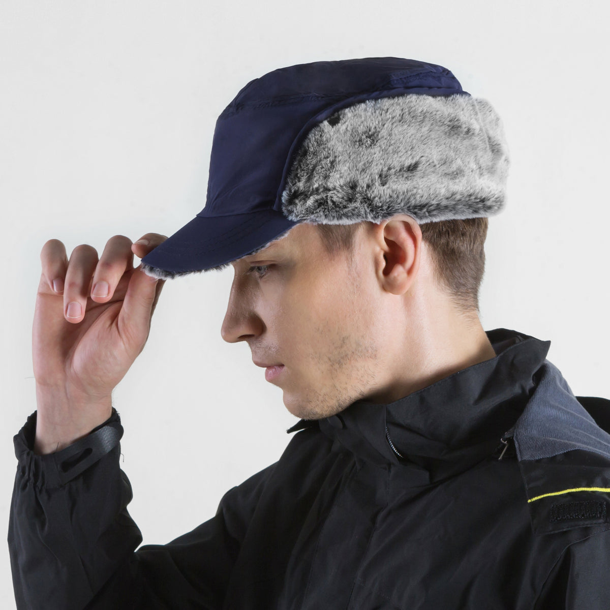 Men's Winter Windproof Ski Hat with Earflaps & Brim - Water-Resistant, Warm