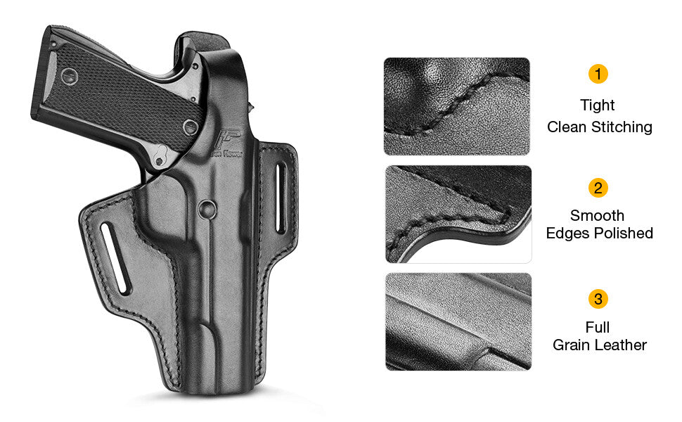 Full Grain Leather Holster for 1911 Pistol - Custom Fit for Colt Kimber Springfield
