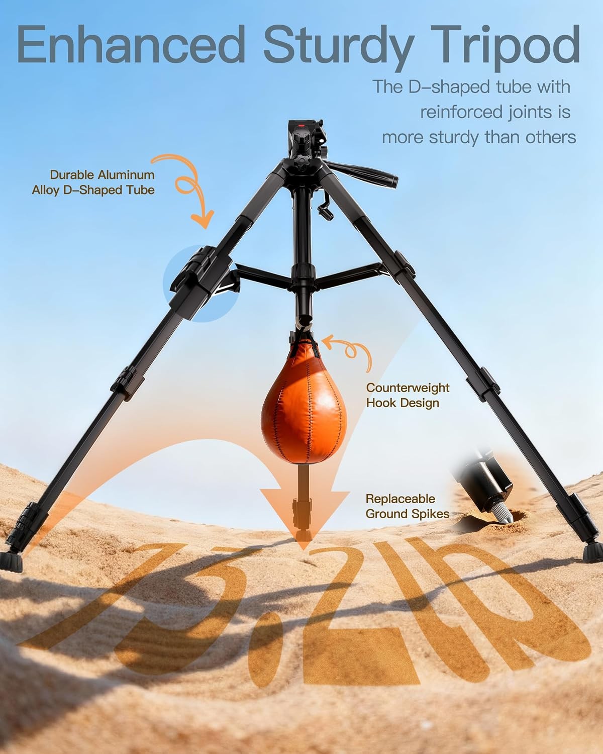 74-Inch Aluminum Rifle Tripod Stand with V Yoke Gun Rest for Shooting & Field Use
