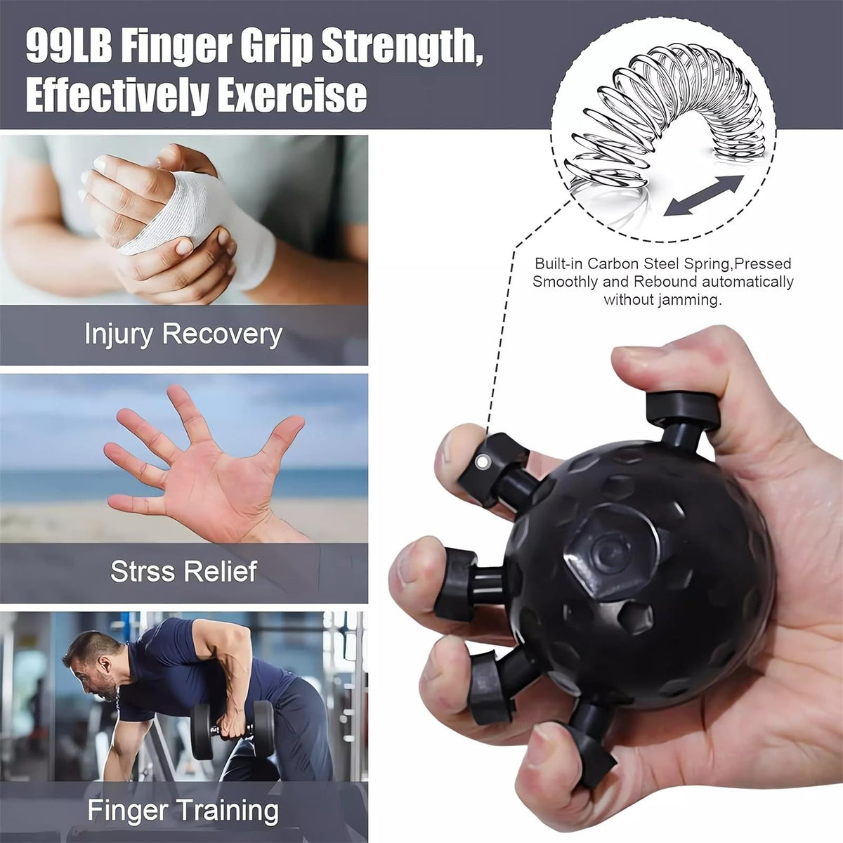Grip Strength Trainer Hand Exerciser Forearm Ball for Grip & Flexibility