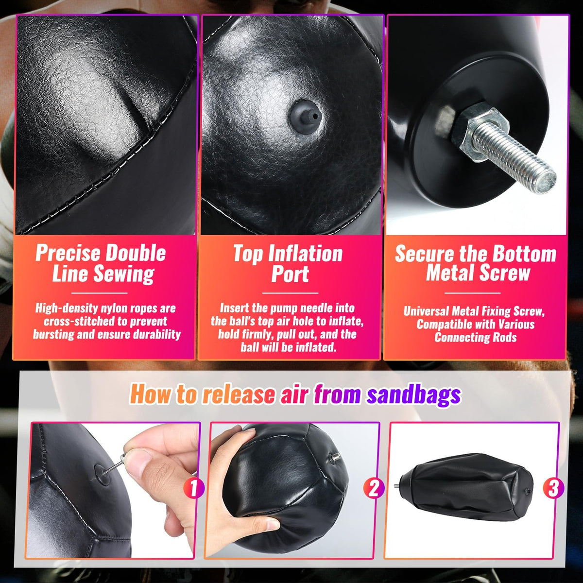Boxing Speed Bag Replacement Set with 8mm Screw & Durable Sandbag
