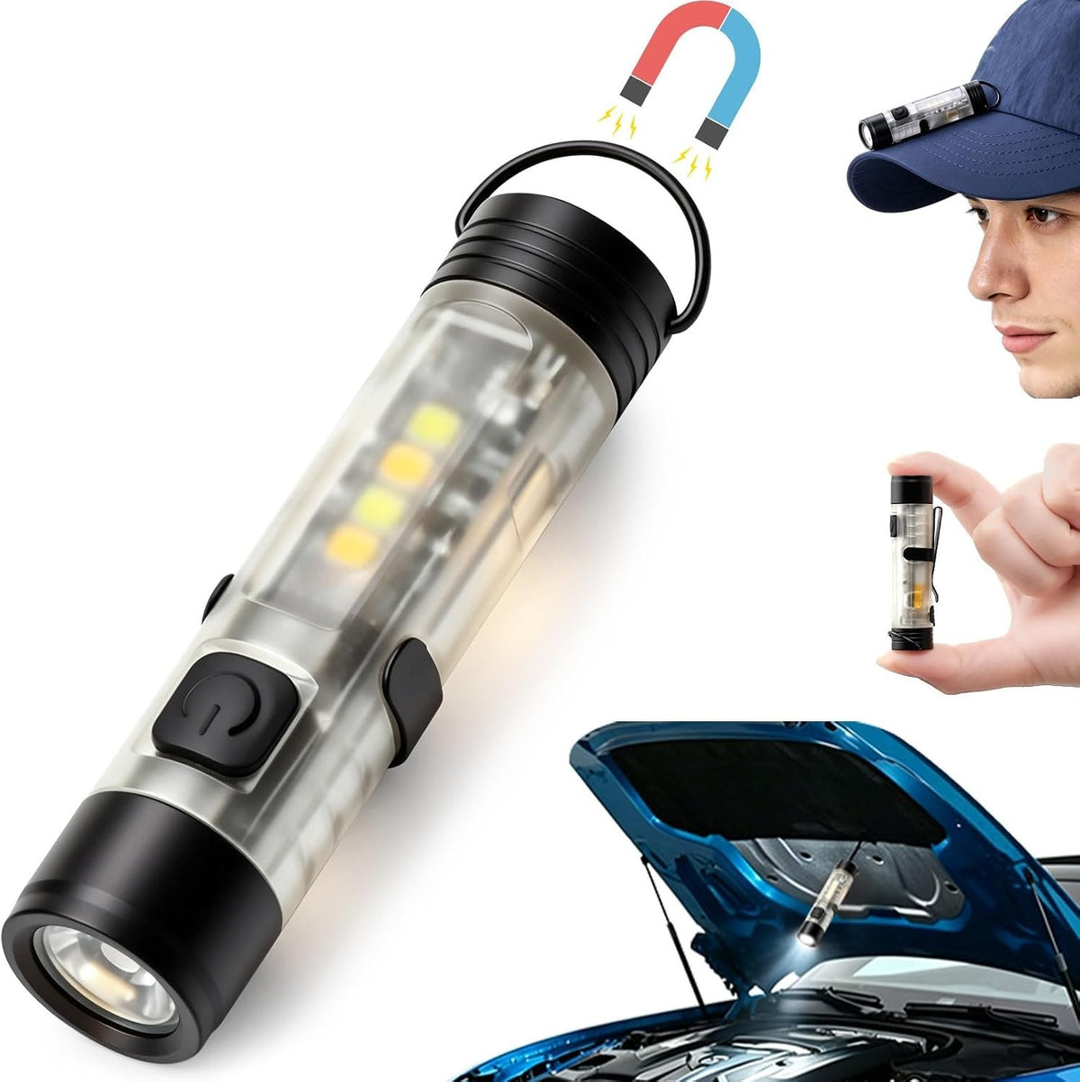 Rechargeable Mini EDC Keychain Flashlight with Dual Light Modes