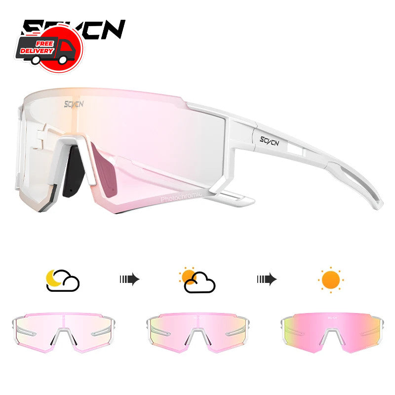 Photochromic Cycling Sunglasses UV400 Men Women UV Protection Bike Glasses