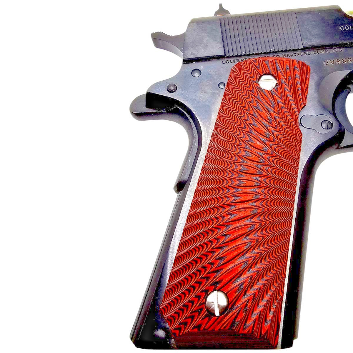 1911 Pistol Grips G10 Full Size Red & Black Sunburst for Kimber Colt Springfield
