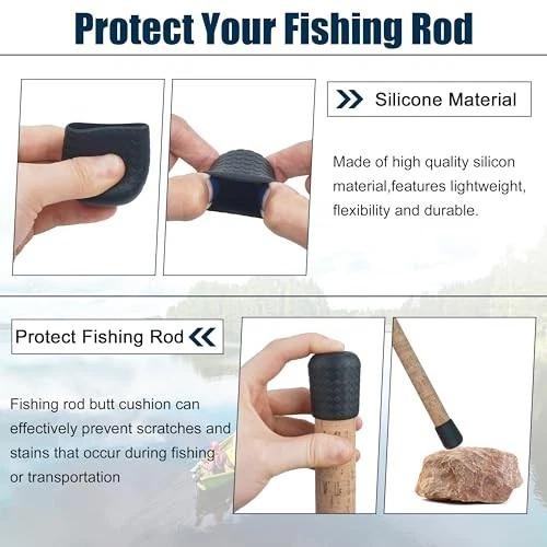 Silicone Fishing Rod Butt Cap End Protector Set - 9 Pieces, Multiple Sizes