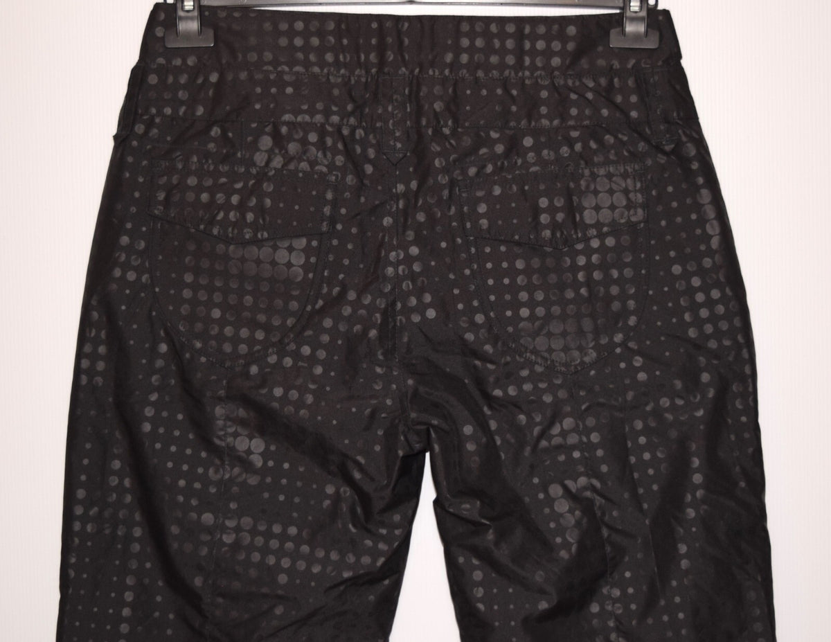 Waterproof Ski Pants for Winter Snow Sports - Black Dot Print, Size L