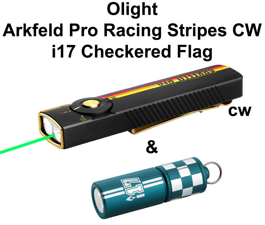 EDC Flashlight with Green Laser UV Light 1300 Lumens Checkered Flag