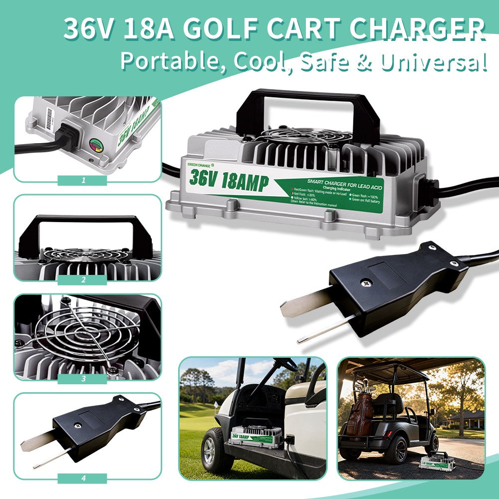 Golf Cart Battery Charger 36V 18A with Crowfoot Plug for EZGO Club Car Yamaha