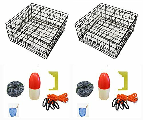 Crab Trap & Accessory Kit 2-Pack with Vinyl Coated Crab Trap Bait Bag Float Line