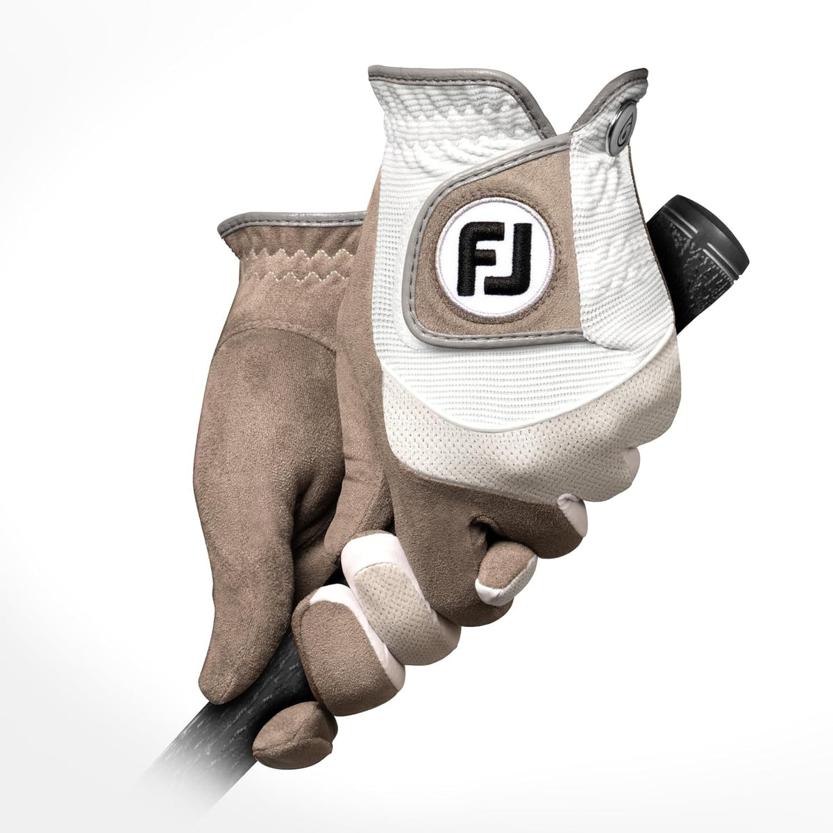 Golf Rain Gloves Pair X-Large White Gray Waterproof Grip & Ball Marker