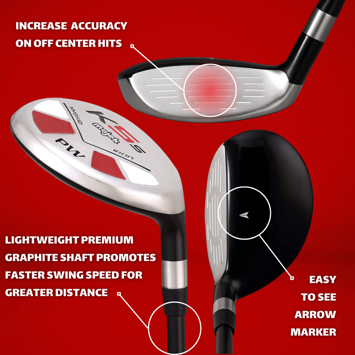 Golf Hybrid Club Right Hand Senior Flex Rescue Utility - Black Shaft