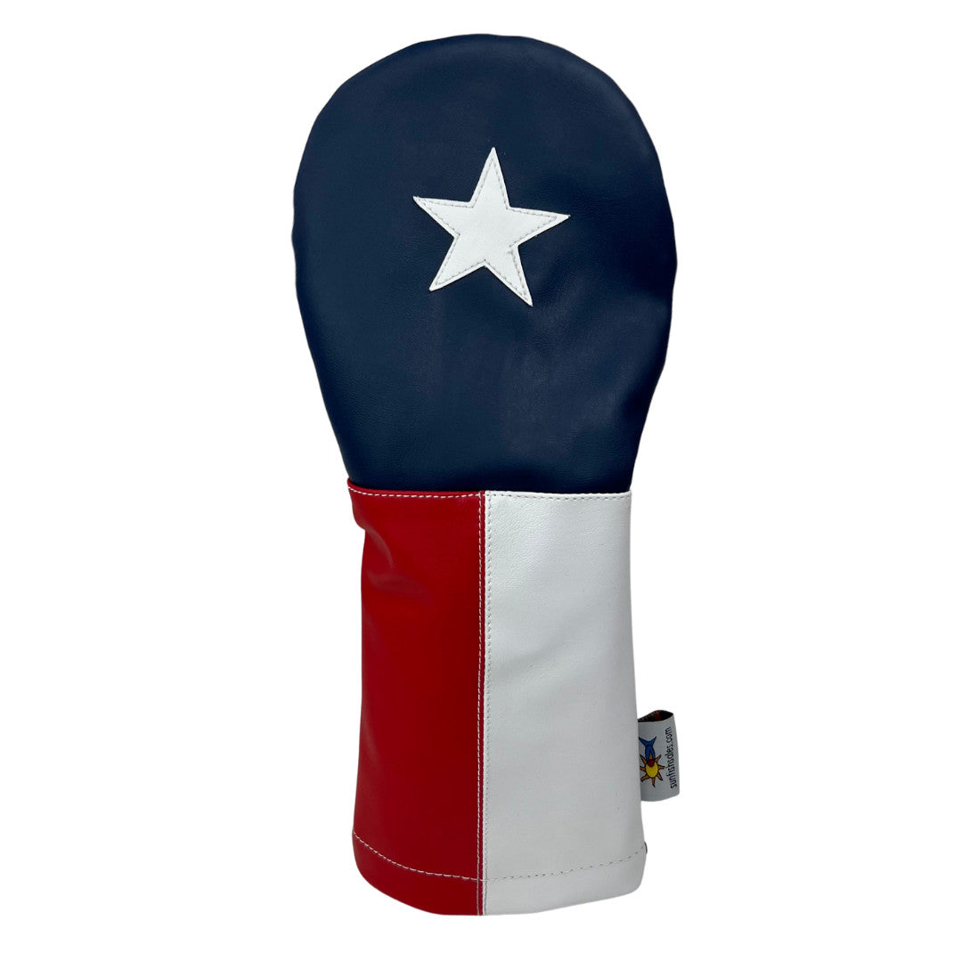 Sunfish Texas Flag Leather Golf Headcover Set - Driver, Fairway, Hybrid