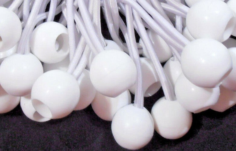 6-Inch White Ball Bungee Cords Pack of 10 Tie Down Straps Canopy Ties