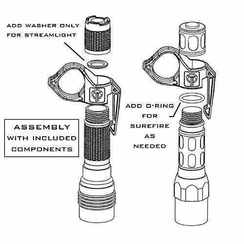 Large Flashlight Ring with Finger Clip for Tactical & Outdoor Use