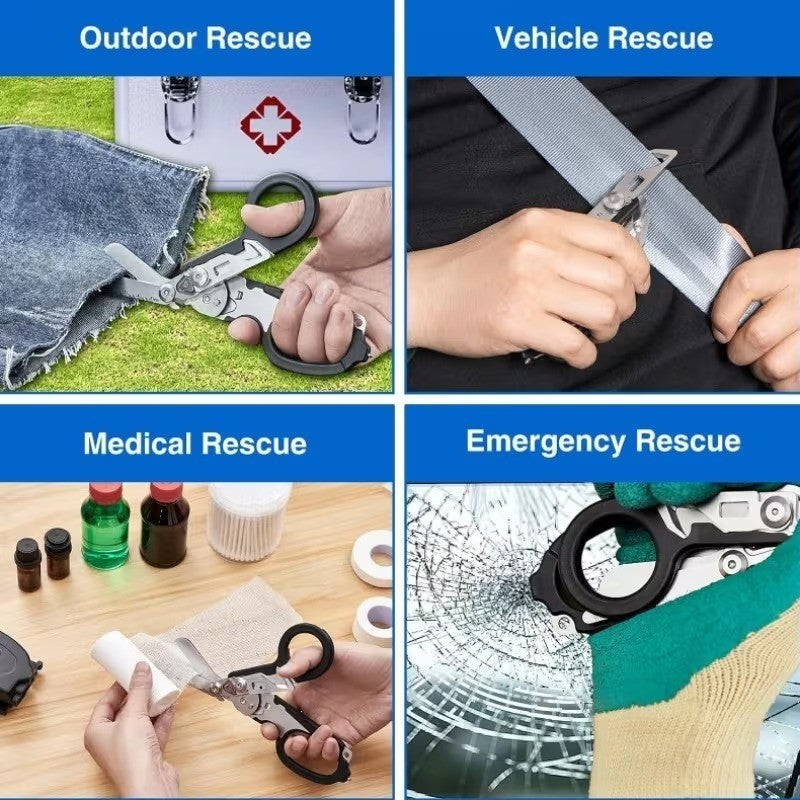 6-in-1 Foldable Trauma Shears with Holster - Emergency Medical Scissors