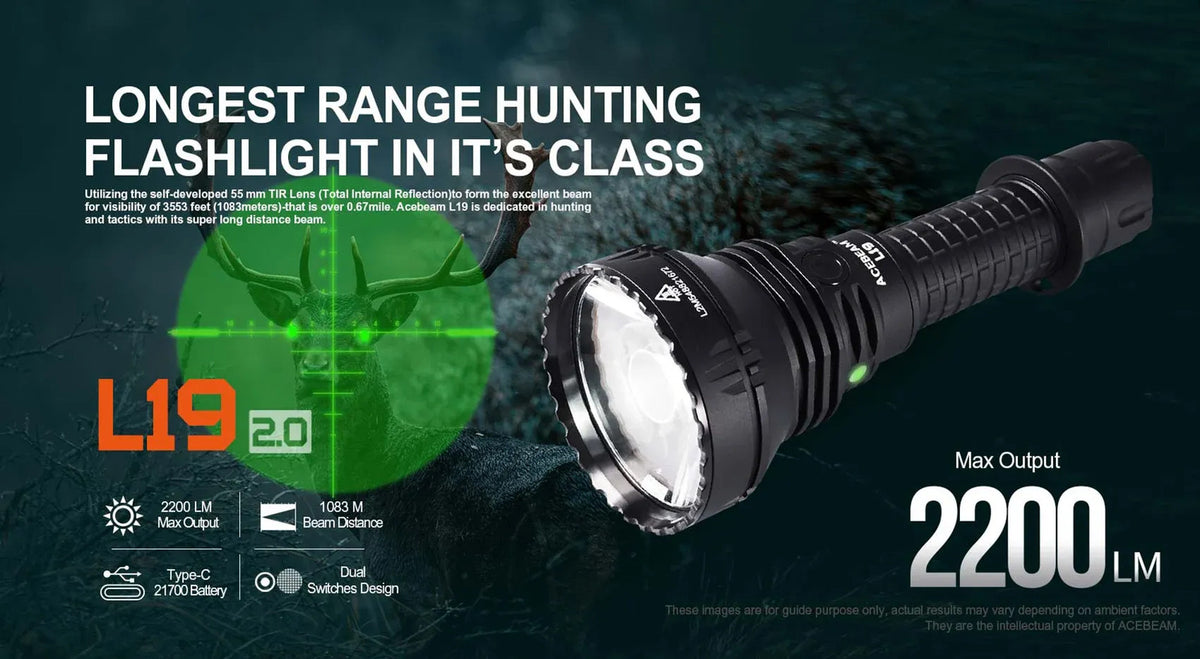 Long Range Tactical Flashlight 2200 Lumens 1083M Beam Osram SFT40 LED