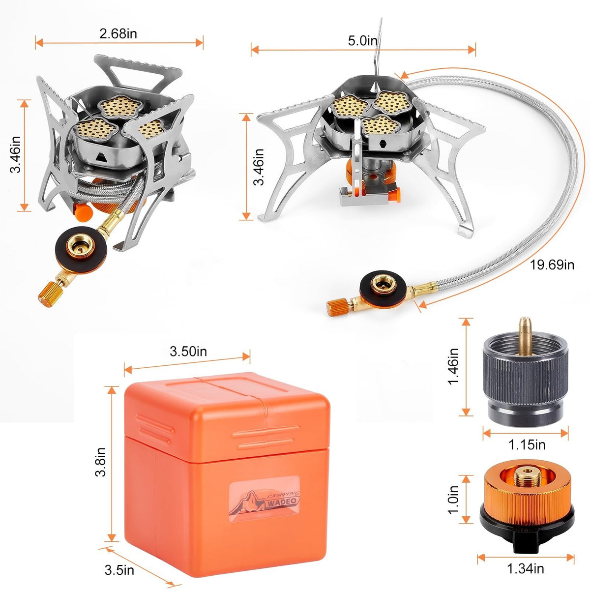 6800W Windproof Camping Stove with Piezo Ignition & Fuel Canister Adapter