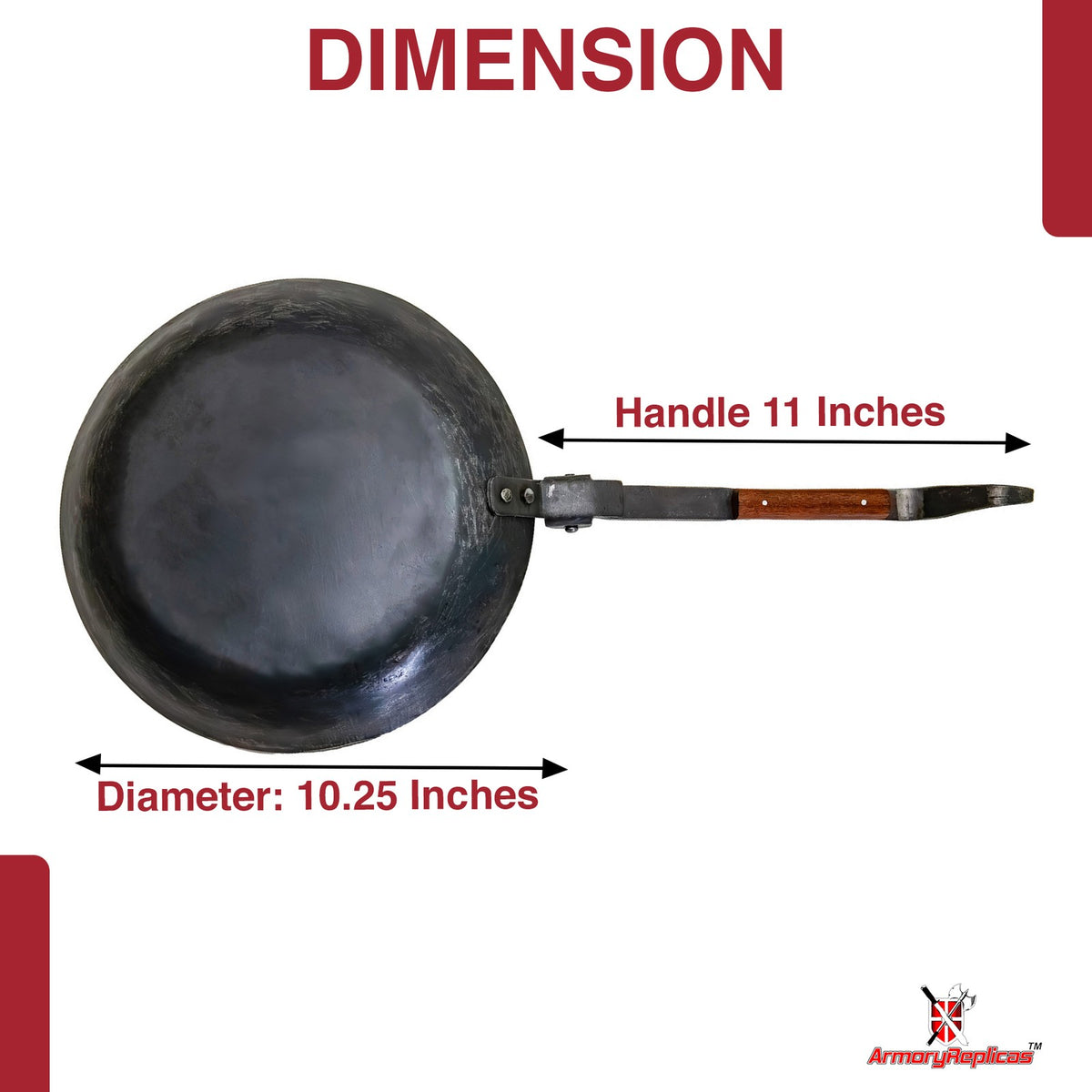 Heavy Duty Folding Camping Frying Pan with Walnut Handle - Outdoor Cookware