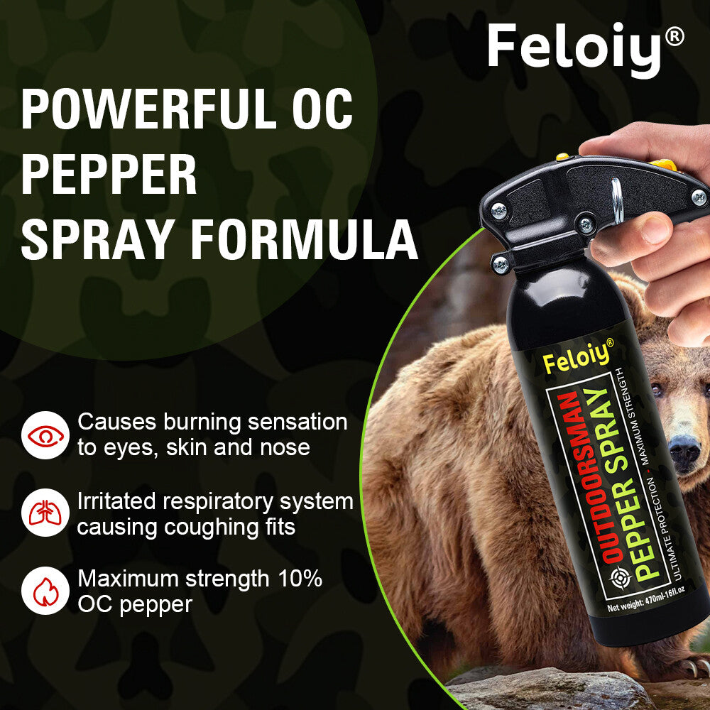 Feloiy Bear Spray 16oz with Holster - Powerful Pepper Deterrent
