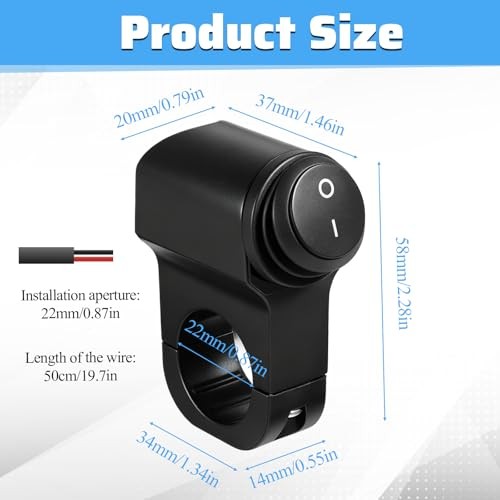 12V Waterproof Motorcycle Handlebar Switch Aluminum Alloy ATV Light Control