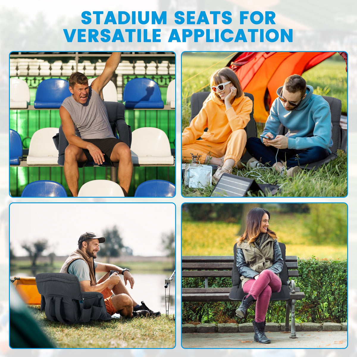 5-Inch Reclining Stadium Seat with Back Support and Sofa-Style Comfort