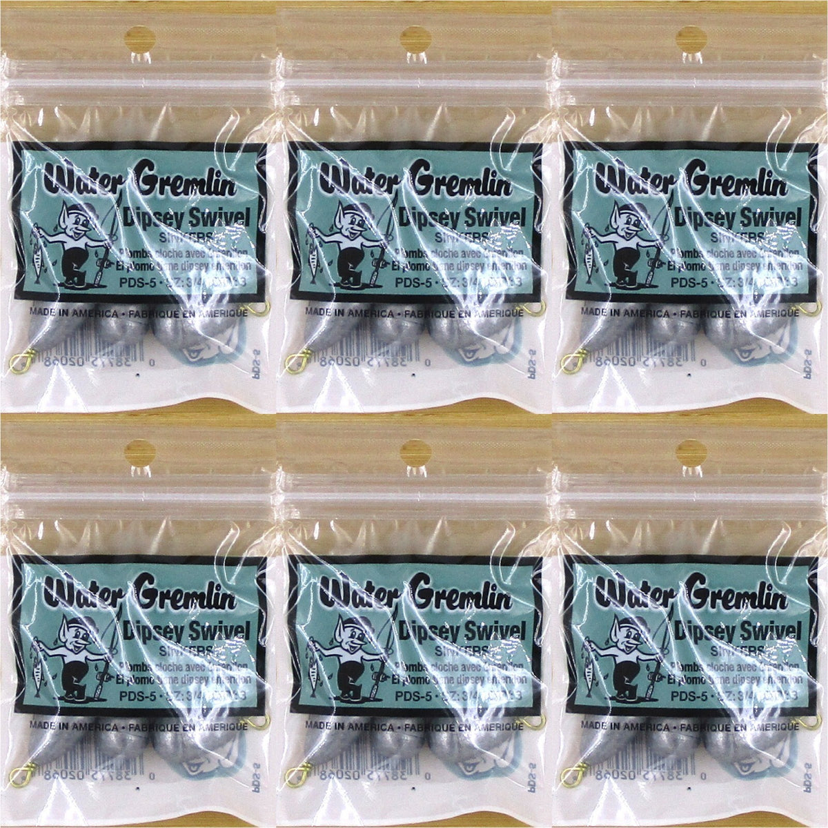 Water Gremlin 3/4 Oz Dipsey Swivel Sinkers Pack of 6 Fishing Weights