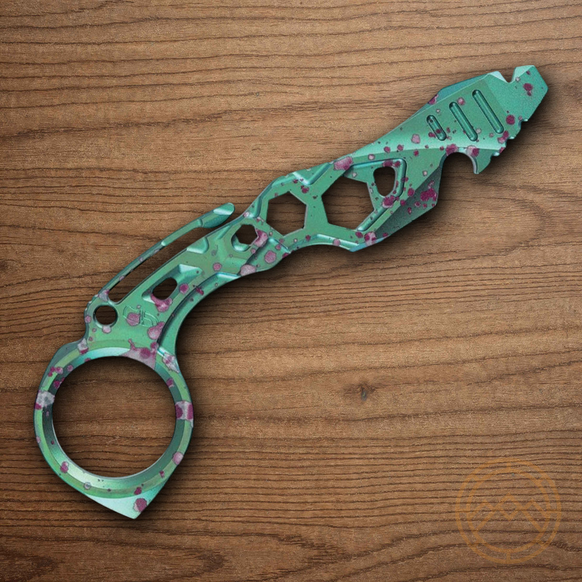 Titanium Pry Bar with Finger Ring and Integrated Tools - Gold Anodized