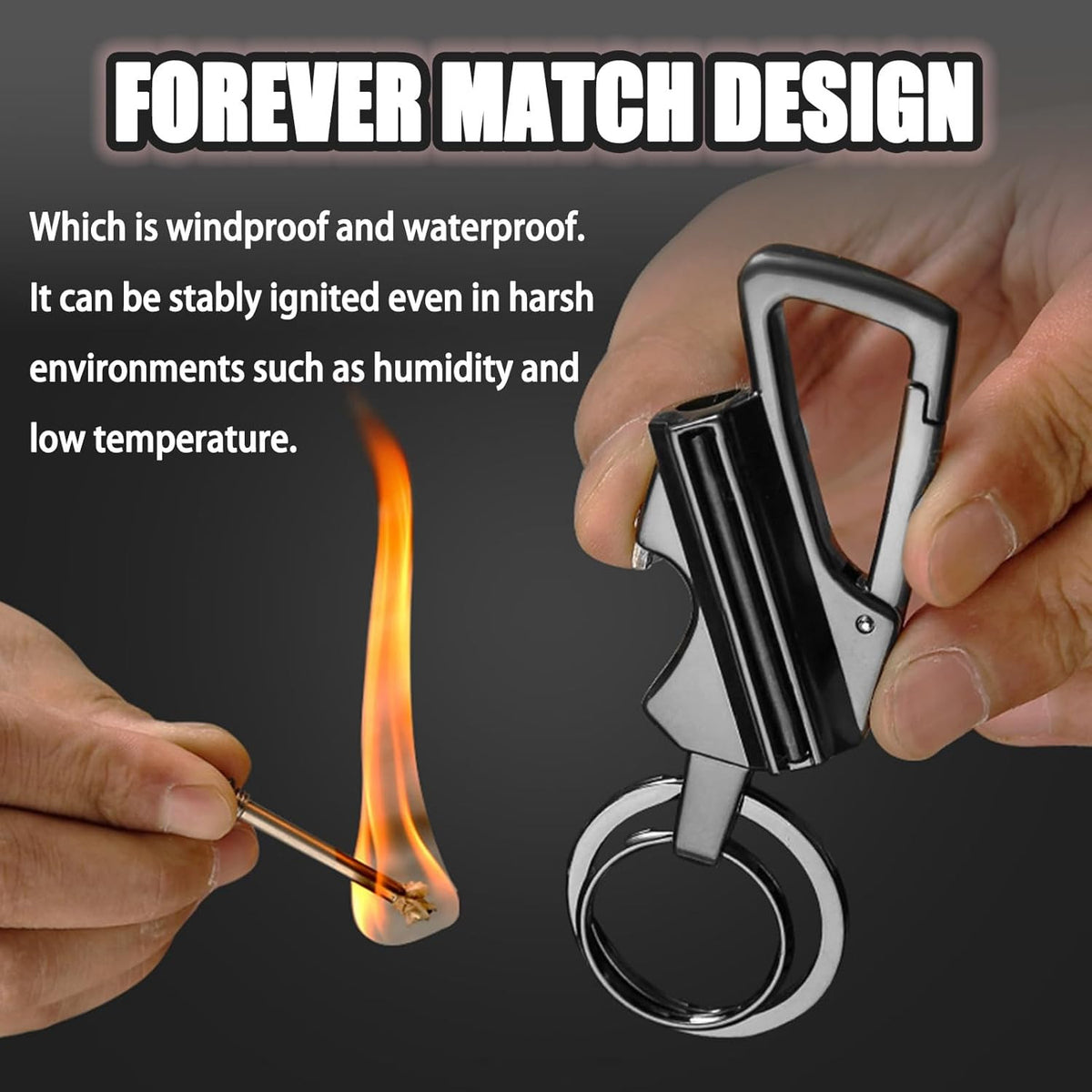 Portable Windproof Match Lighter with Keychain Bottle Opener - Outdoor Survival Tool