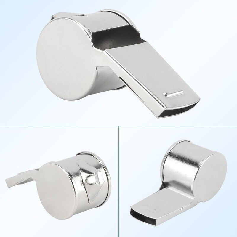 Stainless Steel Referee Whistle with Lanyard - Loud Emergency Coaching Tool