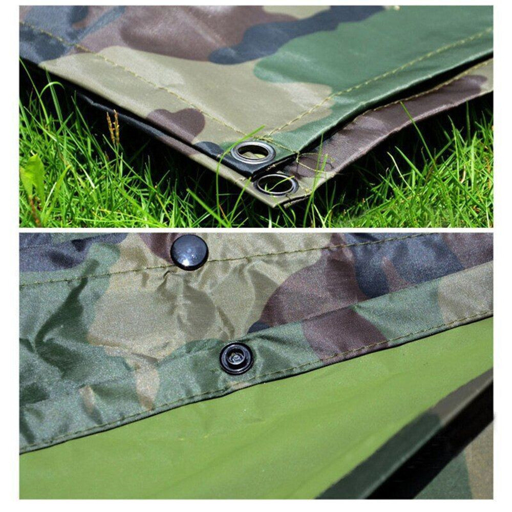 Military Style Multi-Use Rip-Stop Camouflage Rain Poncho - Waterproof Emergency Shelter