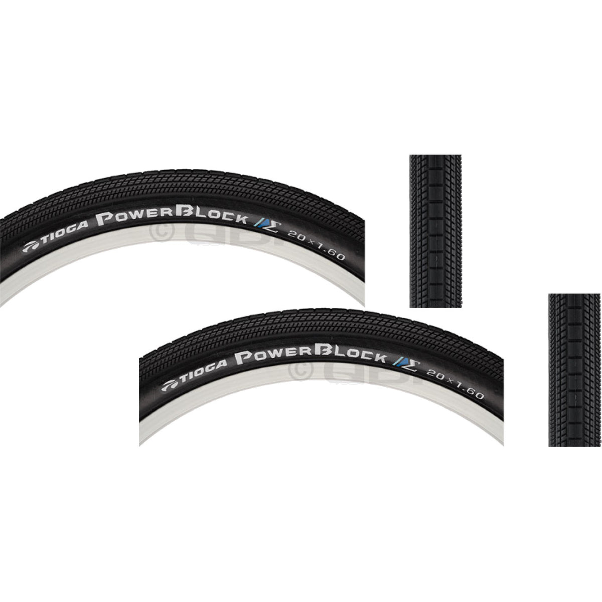 BMX Bicycle Tires 24x1.75 Clincher Wire Bead Set of 2 - Black, Low Resistance