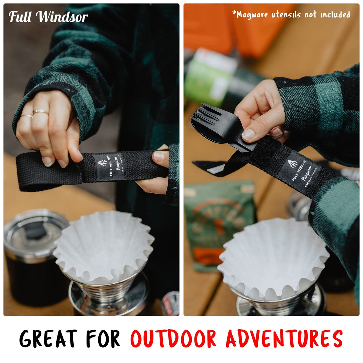 Travel Camping Utensil Set Pouch - Reusable Foldable Cutlery Holder