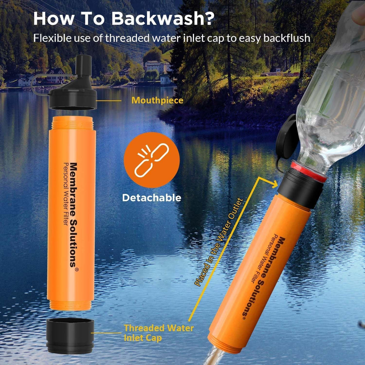 Portable Water Filter Straw for Camping Emergency Survival 1500L Capacity