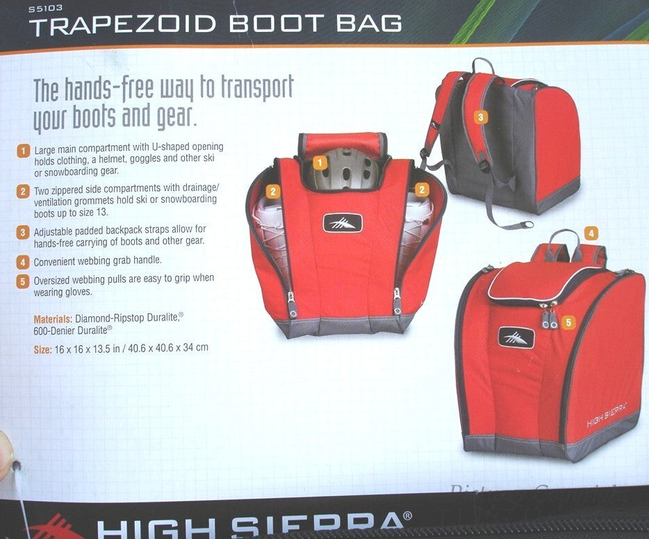 High Sierra Snowboard Ski Bootbag with Trapezoid Diamond Plaid Design - Backpack with Bonuses